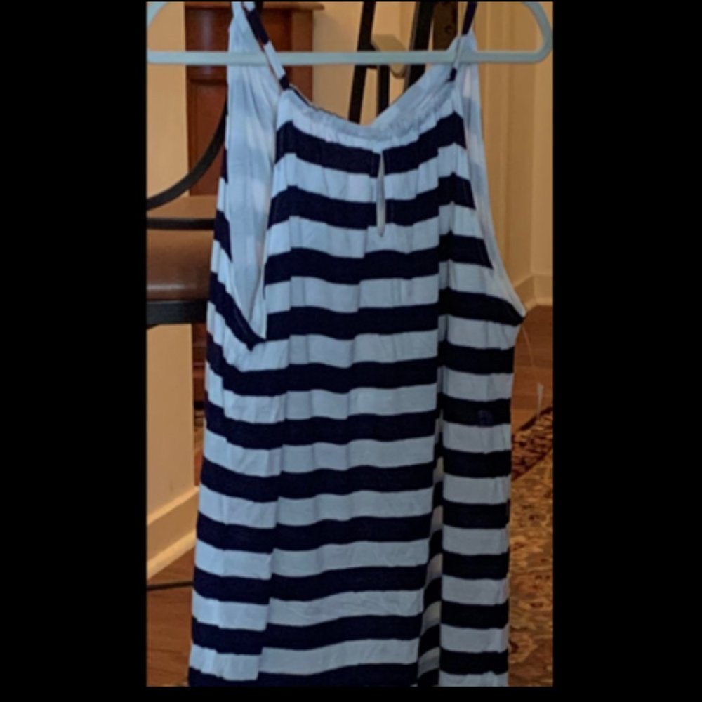NY & Co - White & Navy Halter with Shelf Bra - XL  NWT